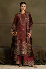 VELVET ROUGE-3PC  FANCY YARN EMBROIDERED SUIT