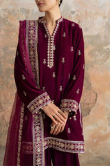 PLUM ATELIER-3PC  VELVET EMBROIDERED SUIT