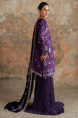 PURPLE GLAM-3PC  FANCY YARN EMBROIDERED SUIT