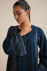 OCEAN DEEP -3PC LINEN PRINTED SUIT