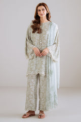 OLIVE HAZE -3PC (SHIRT, TROUSER & DUPATTA)