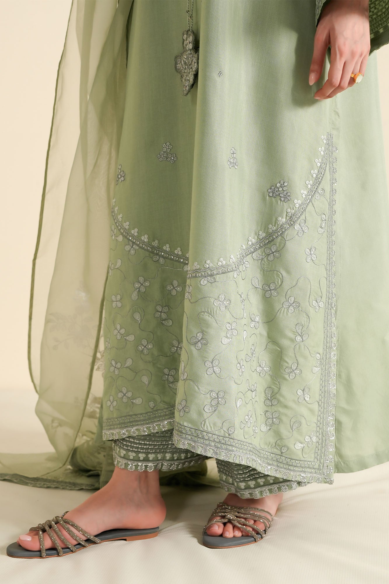 SILVER SAGE-3PC (SHIRT, TROUSER & DUPATTA)