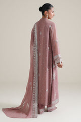 ROSEWOOD PINK-4PC CHIFFON EMBROIDERED SUIT