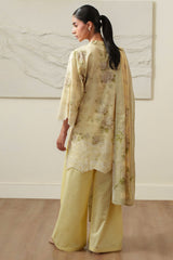 OCHRE CHARM-3 PIECE PRINTED LAWN SUIT