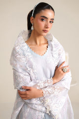 ICE BLUE CHARM-4PC ORGANZA EMBROIDERED SUIT