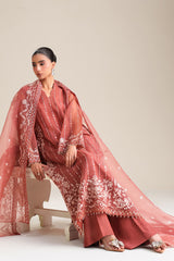 AUTUMN BLOOM-4PC ORGANZA EMBROIDERED SUIT