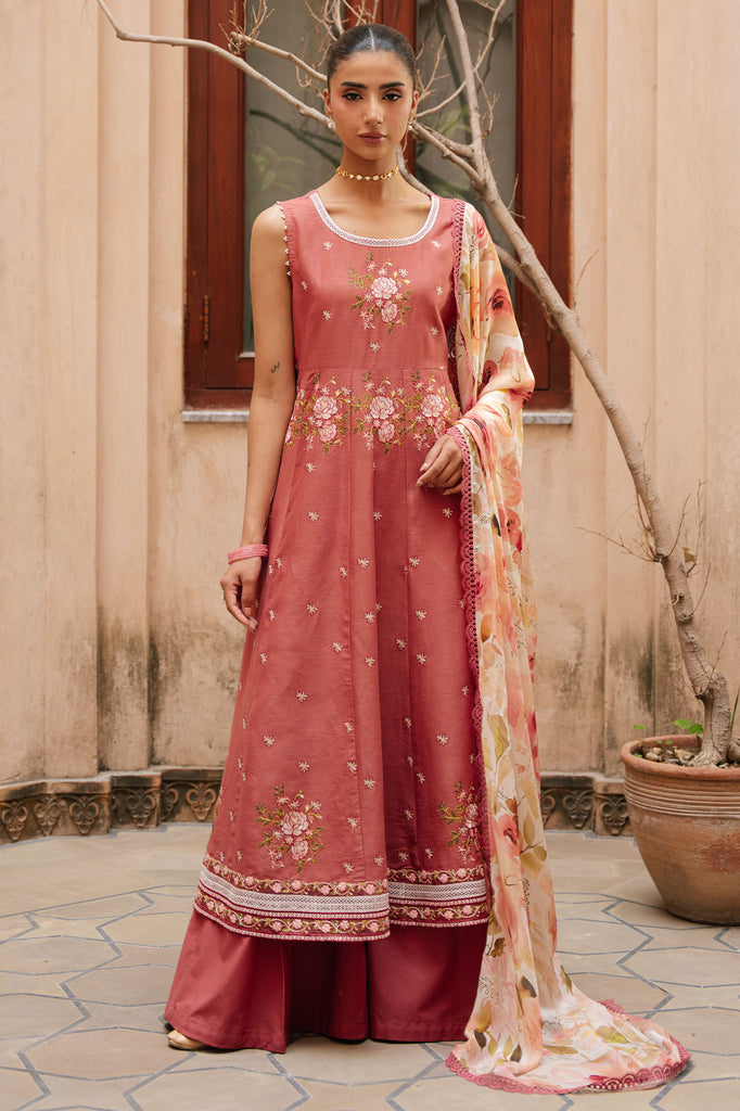 ROSEATE WHISPER-3PC EMBROIDERED LAWN SUIT