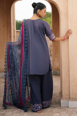 INDIGO DUSK-3PC EMBROIDERED LAWN SUIT