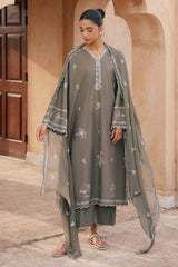 OLIVINE BLOOM-3PC EMBROIDERED LAWN SUIT