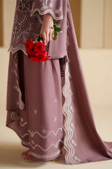 ASH PLUM-3PC CHIKANKARI SUIT