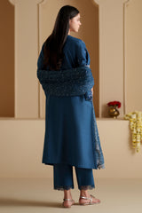 COBALT SILK-3PC CHIKANKARI SUIT