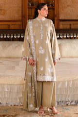 MUTED SAGE-3PC SATIN EMBROIDERED SUIT