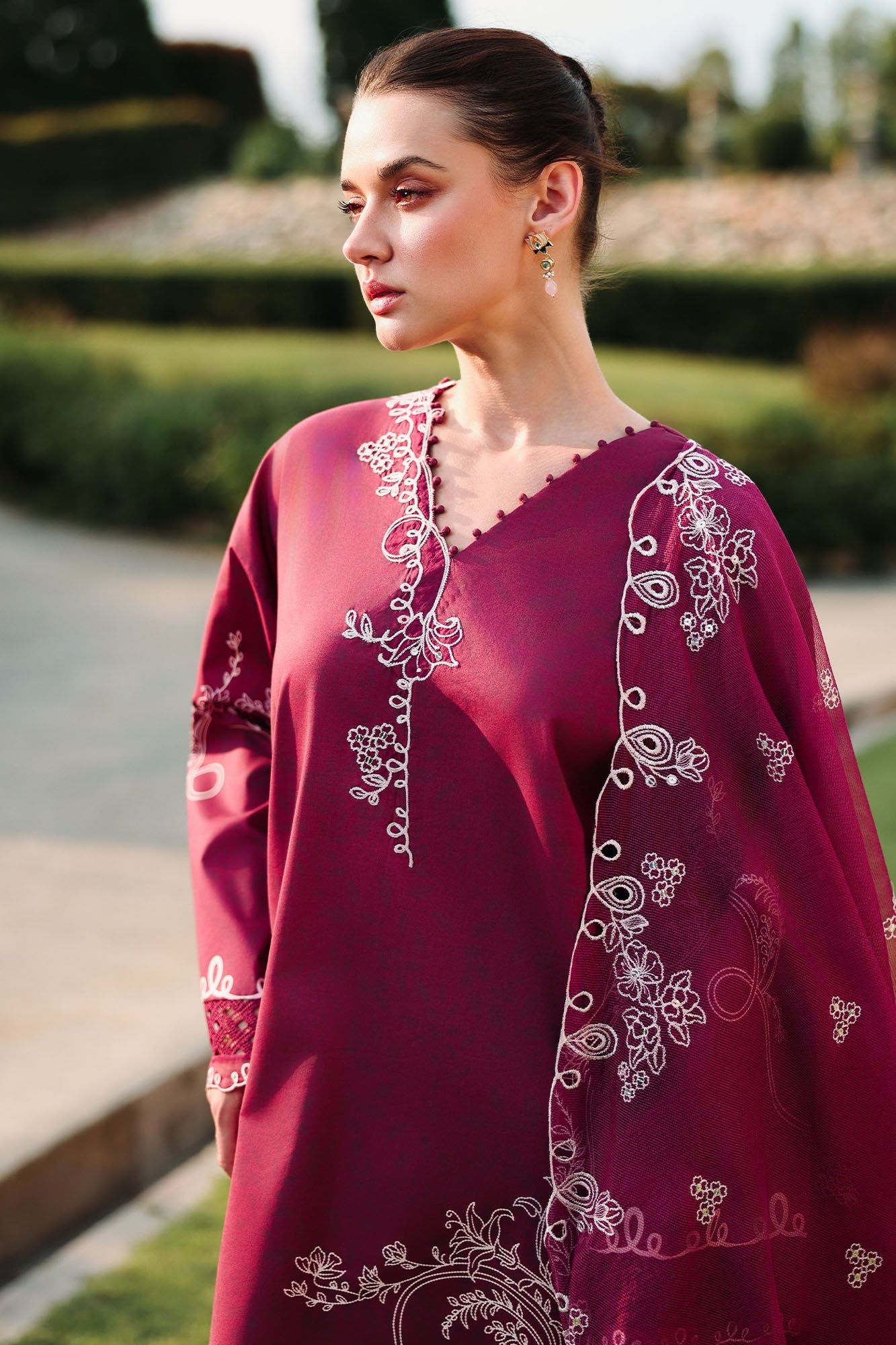 PLUM ESSENCE-3PC (SHIRT, TROUSER & DUPATTA)