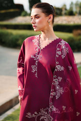 PLUM ESSENCE-3PC EMBROIDERED LAWN SUIT