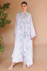 MAUVE TINT-3PC SATIN EMBROIDERED SUIT