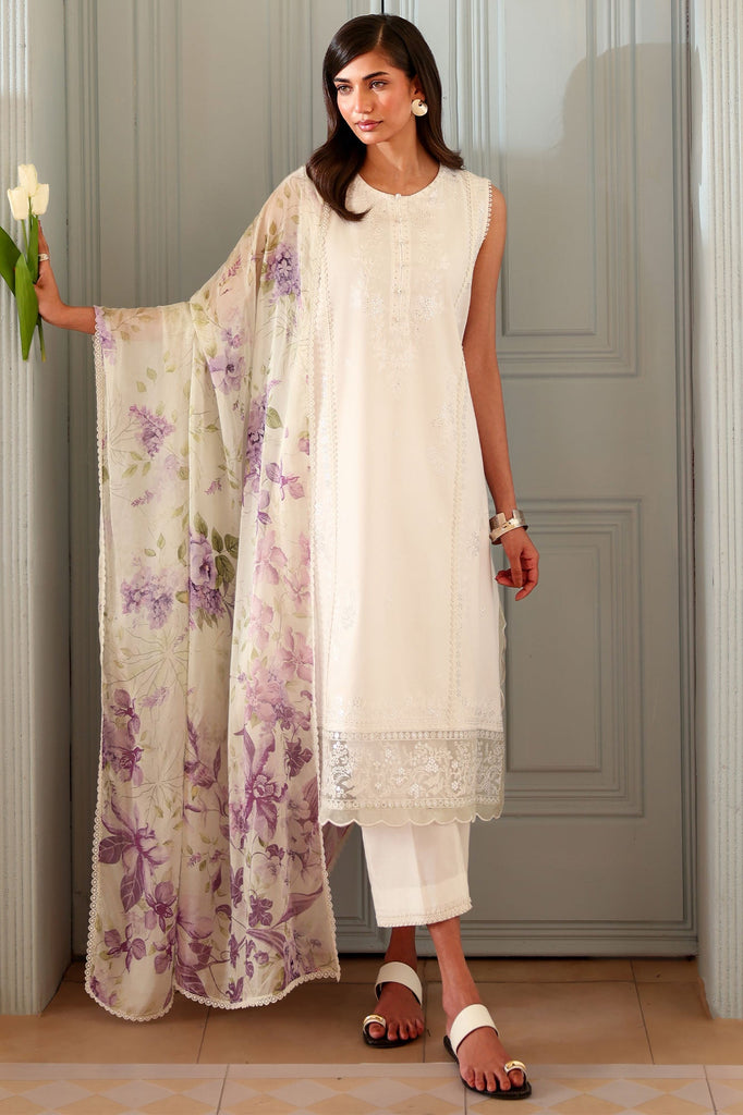 IVORY ATELIER-3PC EMBROIDERED LAWN SUIT