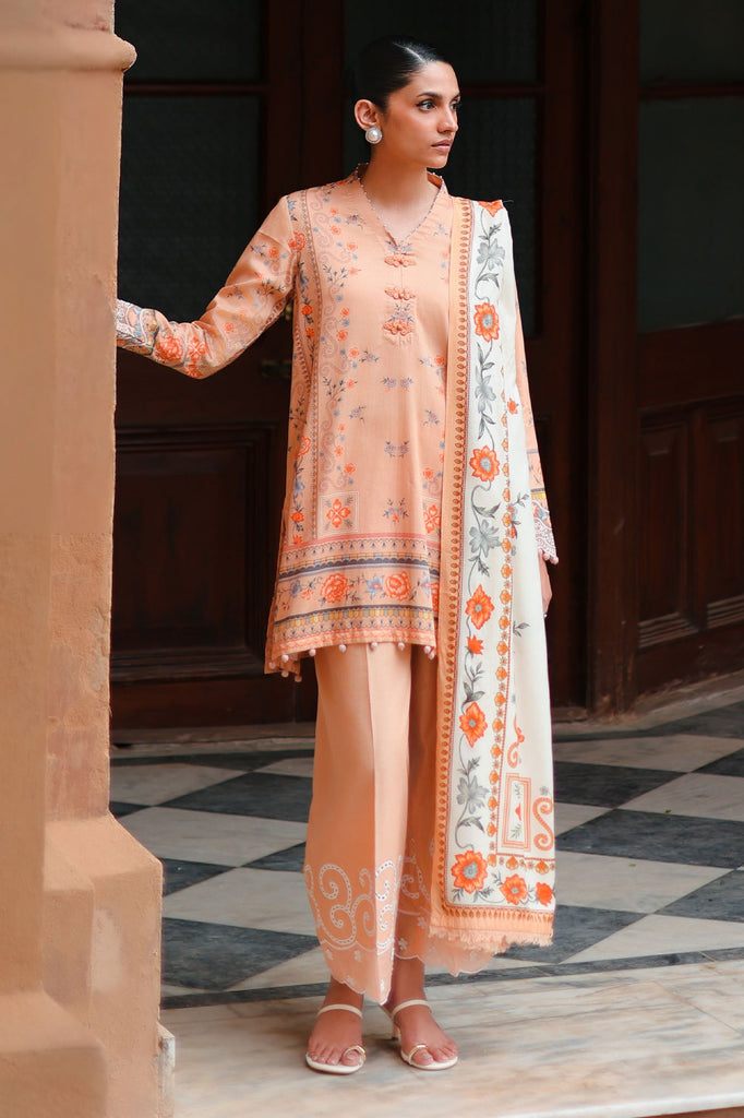 CARMINE GLOW-3PC SATIN PRINTED SUIT