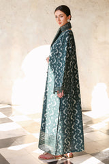 TEAL SPRUCE-3PC EMBROIDERED JACQUARD SUIT