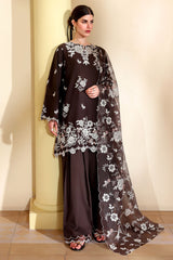 SEPIA DARK-3PC EMBROIDERED LAWN SUIT