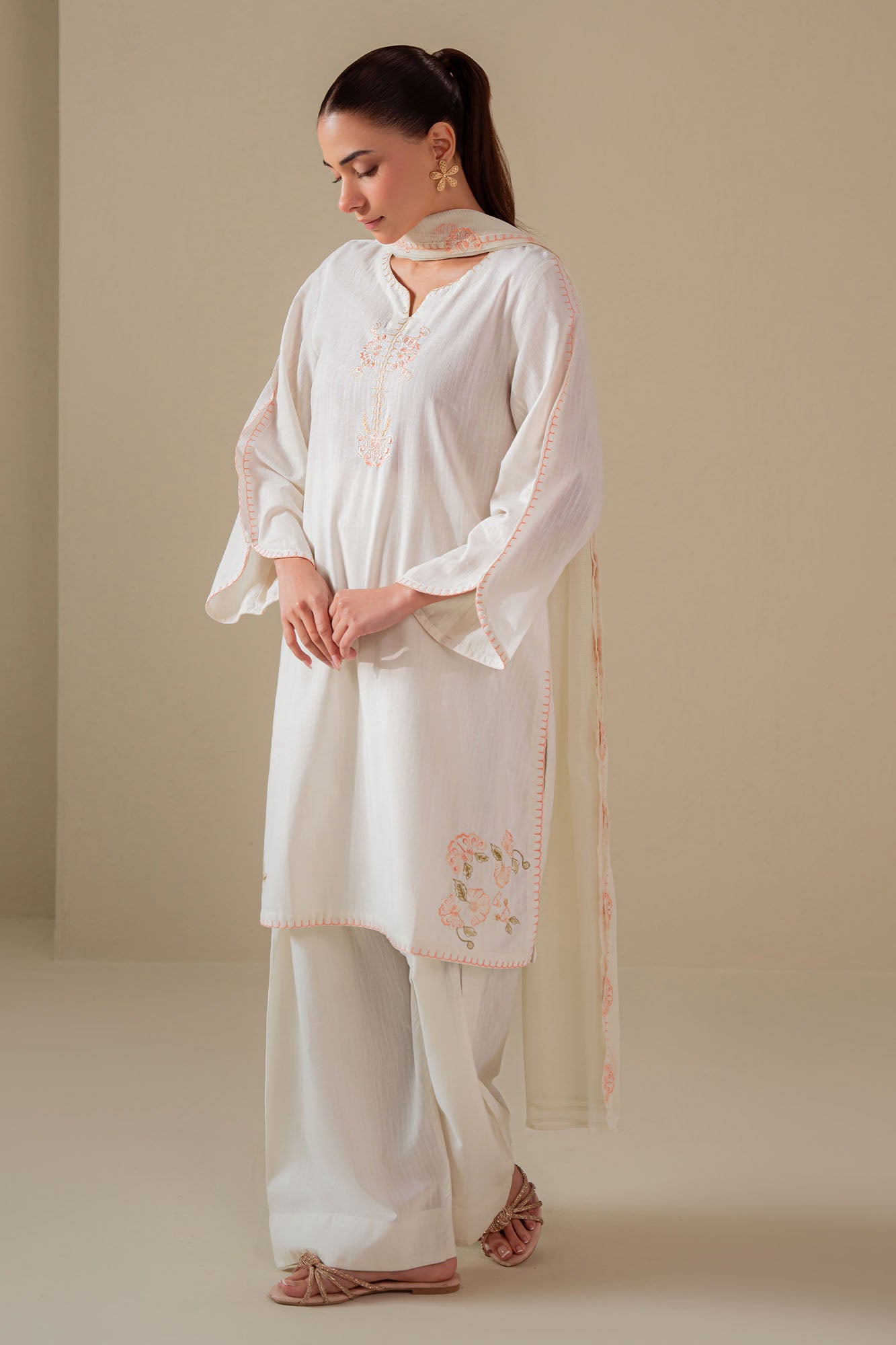 WHITE DOVE -3PC (SHIRT, TROUSER & DUPATTA)