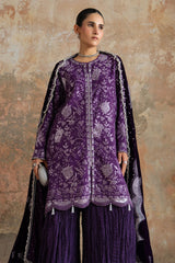 PURPLE GLAM-3PC  FANCY YARN EMBROIDERED SUIT
