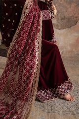 CRIMSON FLARE-3PC VELVET EMBROIDERED SUIT