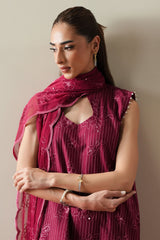 RUBY GLOW-3PC EMBROIDERED SUIT