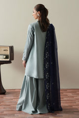 AQUA SMOKE-3PC EMBROIDERED SUIT
