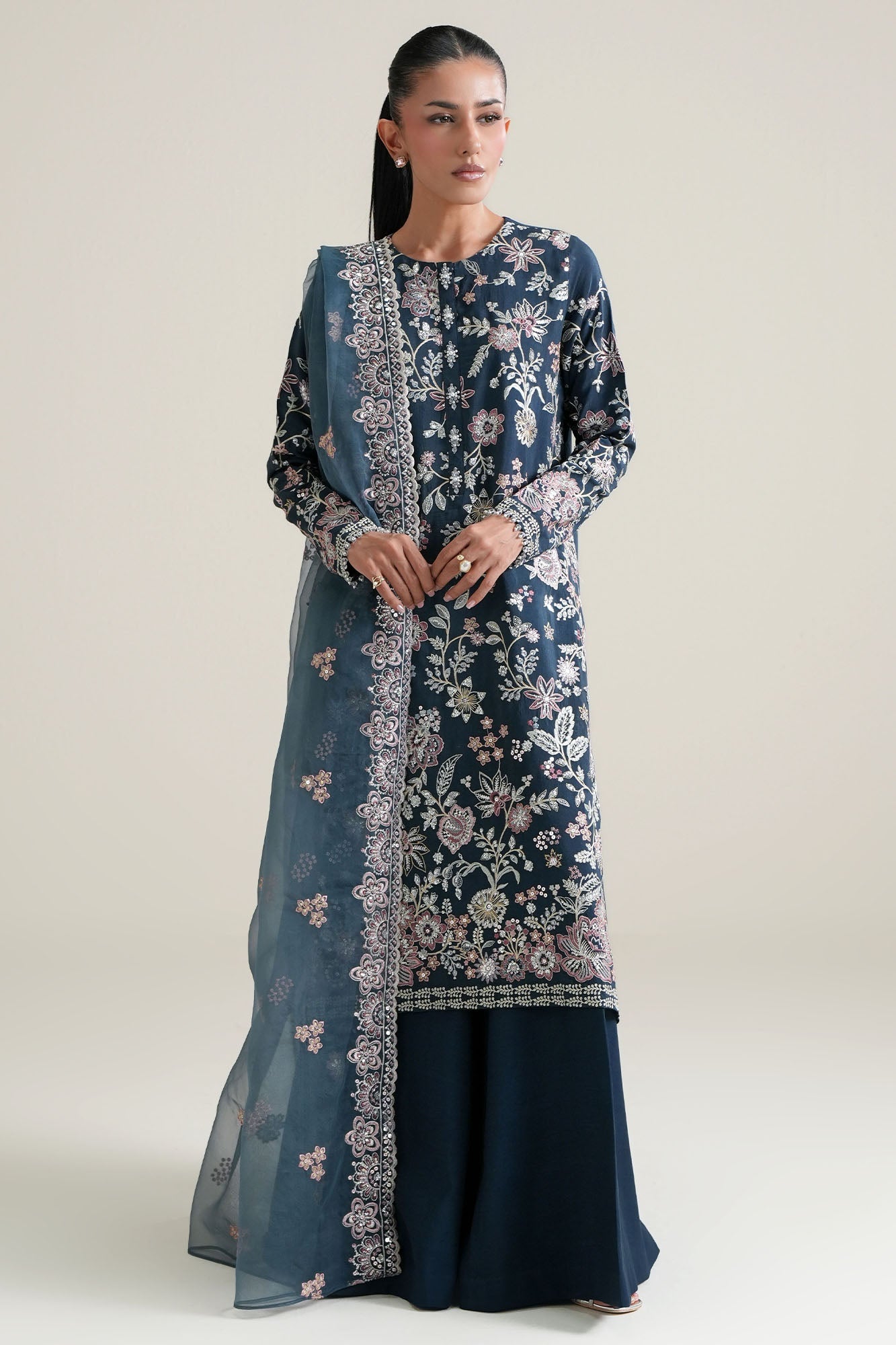 ROYAL MIDNIGHT -3PC SILK EMBROIDERED SUIT