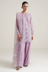 MAJESTIC VIOLET-4PC NET EMBROIDERED SUIT