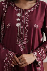 CRIMSON MAJESTY-3PC EMBROIDERED LAWN SUIT
