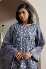 SLATE PETALS -3PC EMBROIDERED LAWN SUIT
