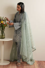 AQUA REVERIE-3PC EMBROIDERED LAWN SUIT
