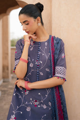 INDIGO DUSK-3PC EMBROIDERED LAWN SUIT