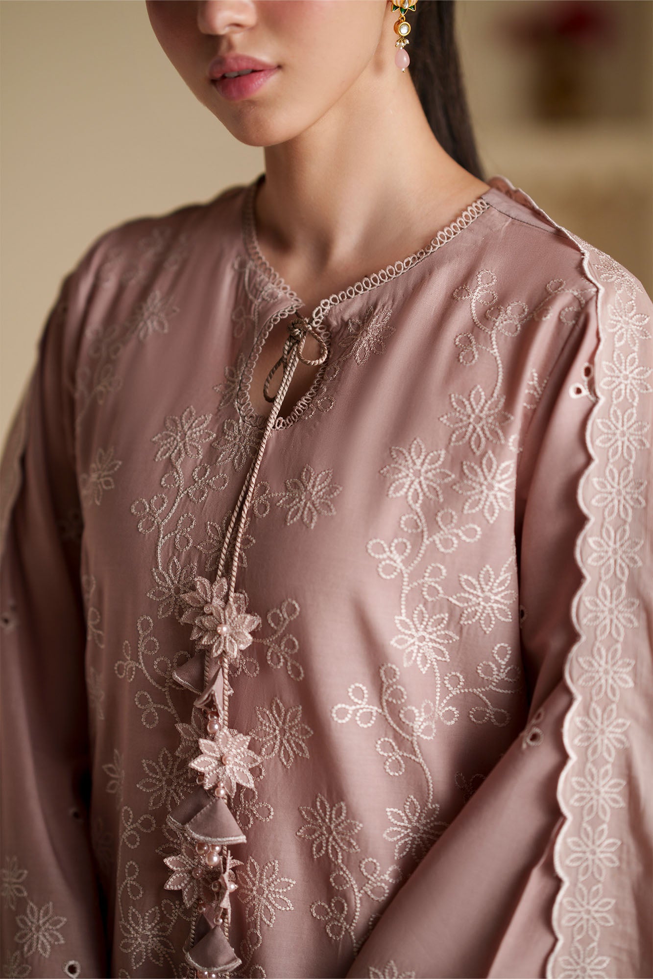 COPPER SAND-3PC CHIKANKARI SUIT