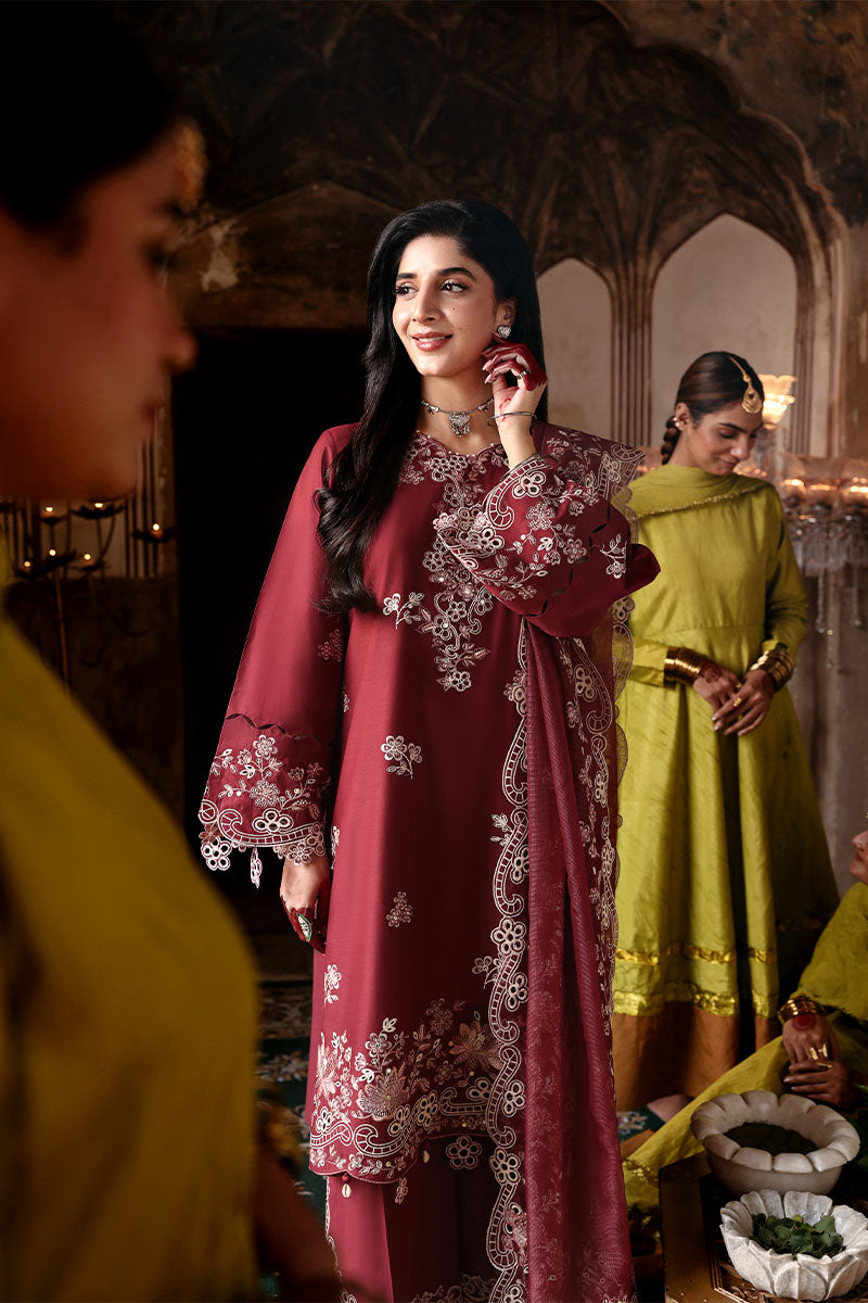 CRIMSON DRAPE-3PC EMBROIDERED LAWN SUIT