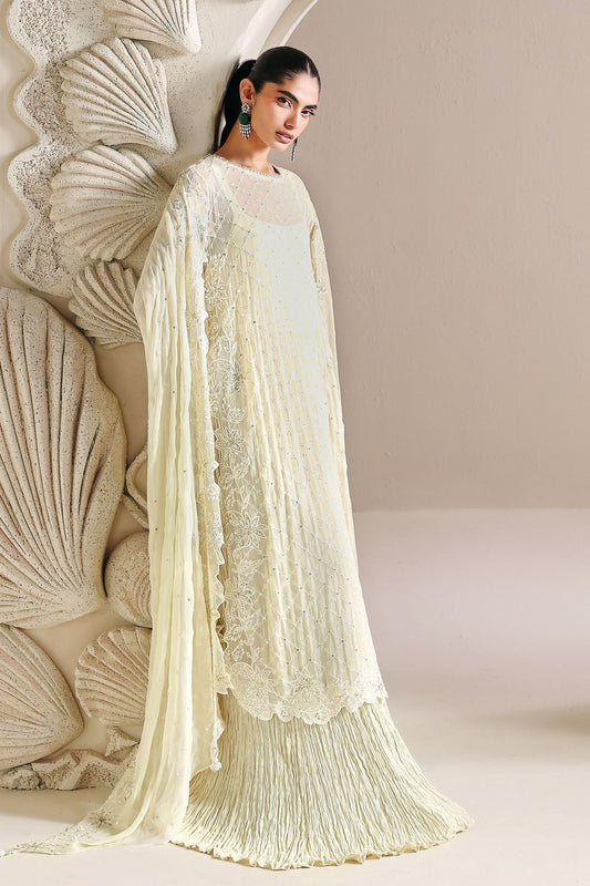 IVORY BLOOM-4PC CHIFFON EMBROIDERED SUIT