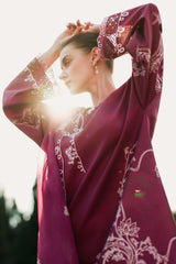 PLUM ESSENCE-3PC EMBROIDERED LAWN SUIT
