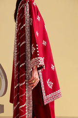 ROYAL GARNET-3PC EMBROIDERED LAWN SUIT