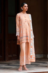 CARMINE GLOW-3PC SATIN PRINTED SUIT