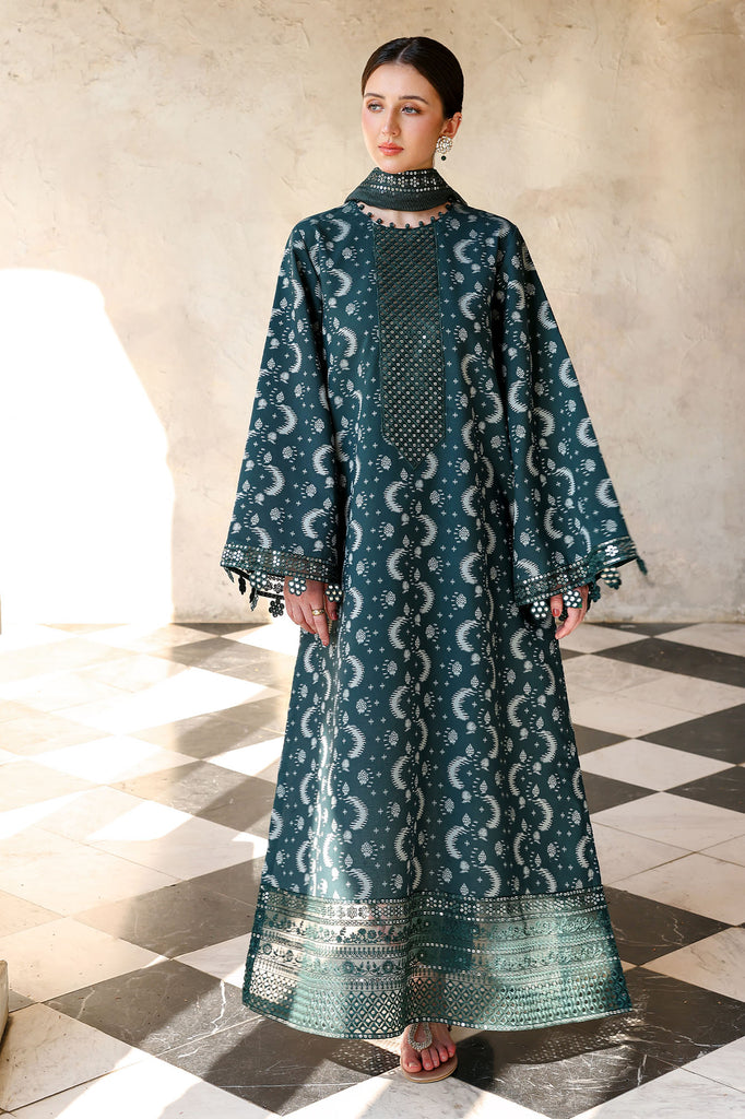 TEAL SPRUCE-3PC EMBROIDERED JACQUARD SUIT