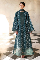 TEAL SPRUCE-3PC EMBROIDERED JACQUARD SUIT