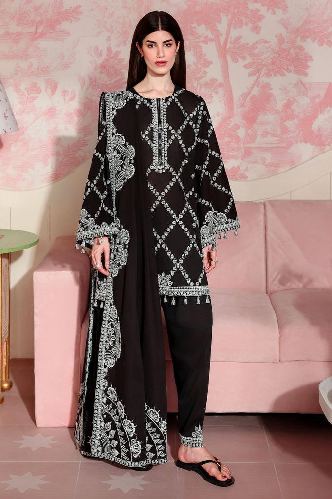 CHARCOAL CHARM-3PC EMBROIDERED LAWN SUIT