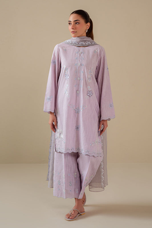 LILAC BLUSH-3PC (SHIRT, TROUSER & DUPATTA)