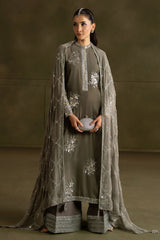 GRAY HUES-3PC VELVET EMBROIDERED SUIT