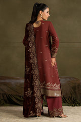 VELVET ROUGE-3PC  FANCY YARN EMBROIDERED SUIT