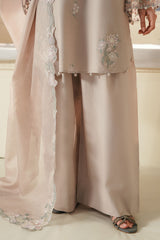 SOFT UMBER-3PC EMBROIDERED LAWN SUIT