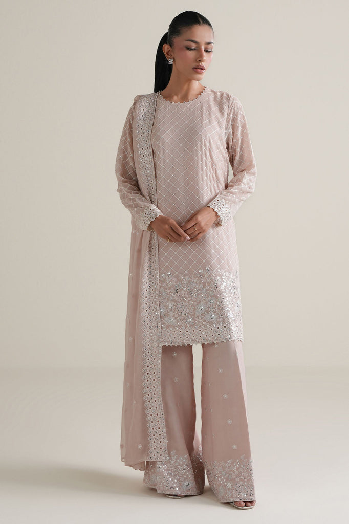 BLUSH WHISPER -4PC CHIFFON EMBROIDERED SUIT