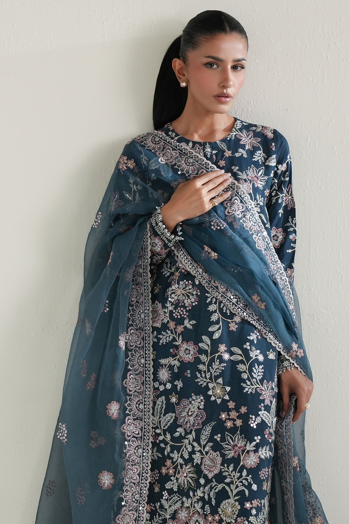 ROYAL MIDNIGHT -3PC SILK EMBROIDERED SUIT