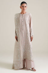 MISTY ASH -3PC SILK EMBROIDERED SUIT